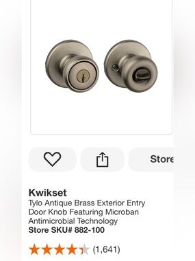 Kwikset Tylo Antique Brass Exterior Entry Door Knob